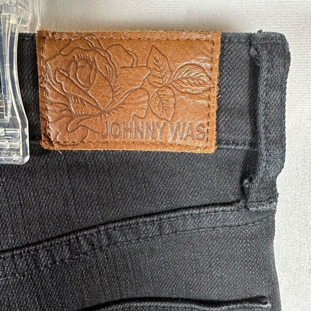 Johnny Was The Cropped Baby Boot Mid Ride Slim Fit Black Frayed Hem Jeans 25 - Picture 6 of 9